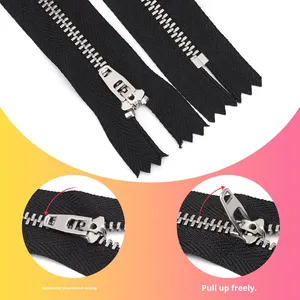 4 #   <span class=keywords><strong>Cerniera</strong></span> in denim <span class=keywords><strong>con</strong></span> denti a Y in acciaio inossidabile 304, lega di alluminio, testa a <span class=keywords><strong>molla</strong></span> europea, denti in bronzo bianco ottone - Product Image 3