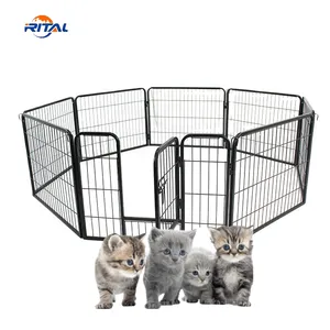 china made foldable steel wire dog cat fence large metal pen fencing puppy pet cat dog playpen for pet free run