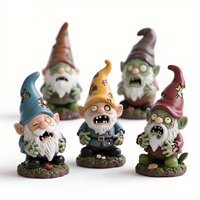 Gnome gothique en résine personnalisable 14 cm, avec crocs de vampire assortis, statues de nains, ailes de chauve-souris sur mesure, ornement d'Halloween effrayant