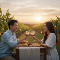 Ensemble de verres à vin peints à la main WS Magic Helper Classic Luxury, collection Vineyard Bloom, boîte cadeau 2 pièces pour anniversaire de mariage