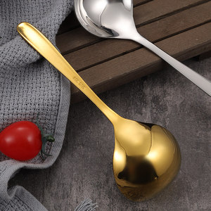 Louche en acier inoxydable doré 304, grande taille, manche long, qualité supérieure, pour usage domestique et professionnel, idéale pour les nouilles et la consommation. - Product Image 1