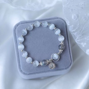 <span class=keywords><strong>Bracelet</strong></span> de perles œil de chat naturel avec pendentif papillon en cristal <span class=keywords><strong>clair</strong></span> de <span class=keywords><strong>lune</strong></span> Style unisexe classique pour cadeau - Product Image 3