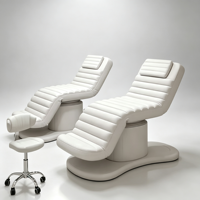 Fauteuil de soin esthétique électrique à 3 moteurs en cuir PU rose, réglable en hauteur, inclinable et rotatif, lit de spa facial cosmétique