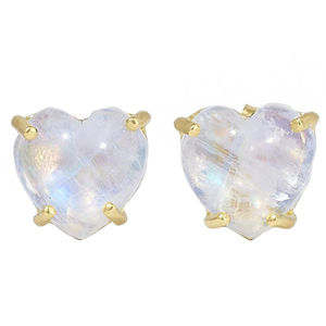 ต่างหูเงินแท้ 925 ชุบทอง 14K รูปหัวใจ ประดับมูนสโตนสีรุ้ง เครื่องประดับน่ารักสำหรับผู้หญิง - Product Image 1