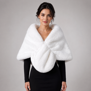 Châle Cape en Fausse Fourrure pour Femme, Écharpe Épaule en Peluche Élégante pour Mariage Hivernal, Soirée Nuptiale, Étole, Couleurs Personnalisées en Gros - Product Image 1