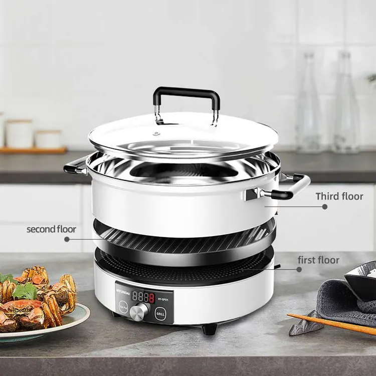 KUFU 2022 New Design Household Multifunction 3.5L Pot Infrared Cooker Electric Grill & Hot Pot Electric Grill Oven