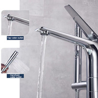 Robinet de salle de bain contemporain sur pied Robinet de baignoire en laiton or rose Mélangeur de robinet Surface brossée Noyau de valve en céramique