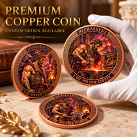 Pièces de monnaie en cuivre fin .999 de 1 oz, série Mythologie Grecque Antique, double face, haute relief, design commémoratif UV, artisanat métallique