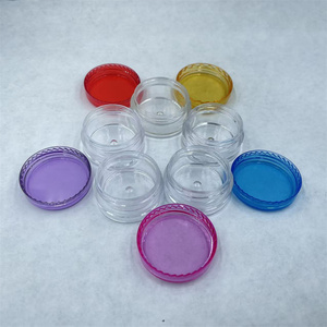 Pot rond en plastique PS pour échantillon de crème de maquillage, fard à paupières, avec bouchon à vis coloré, 3g - Product Image 2