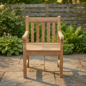 Fauteuil d'extérieur moderne en teck durable - Chaise de jardin confortable et empilable, résistante à l'eau, pour hôtel, cuisine, appartement, salon - Product Image 3