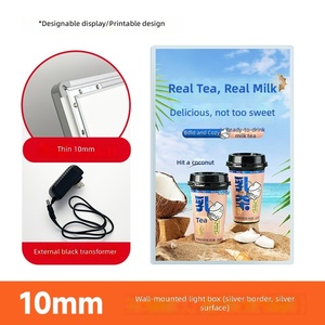Boîte lumineuse publicitaire LED rectangulaire ultra-fine en aluminium, <span class=keywords><strong>menu</strong></span> alimentaire, bande LED personnalisée, <span class=keywords><strong>menu</strong></span> lumineux mural, enseigne lumineuse pour restauration rapide - Product Image 5