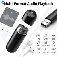 Enregistreur vocal de type pendentif S1+ avec trou pour cordon |   Mini enregistreur audio rond 32 Go avec indicateur LED pour les voyages