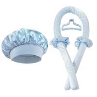 Vente en gros de bonnet en satin pour bandeau à friser sans chaleur kit de coiffure avec pinces à cheveux et chouchou pour boucles de nuit