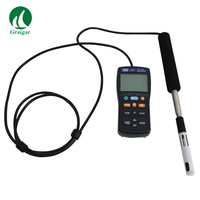 Anemometer kawat panas TES-1341N, pengukur kecepatan udara dengan antarmuka USB & perangkat lunak jepitan kelembaban