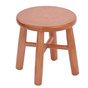 Taburete Redondo de Madera Maciza Color Nogal, Color Madera Natural, Diseño Minimalista, Duradero, para Uso Doméstico, Sala de Estar, Entrada - Product Image 5