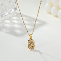 Collier NIMAI Personnalisé en Acier Inoxydable Texturé avec Pendentif Étoile Rectangulaire Tarot, Bijou Étanche