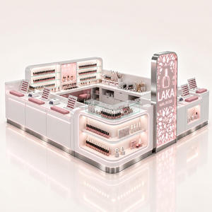 Kiosco de Uñas de Lujo, Mostrador de Exhibición Personalizado para Salón de Manicura, Cabina Moderna con Vitrina de Vidrio LED, Diseño en Metal y Acrílico - Product Image 3
