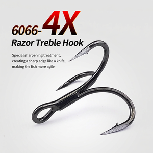 Hameçons triples en acier à haute teneur en carbone, nickel noir, barbelés, tailles 8, 6, 4, 2, 1, 1/0, 2/0, 3/0, pour la pêche en lac, la pêche à la traîne, leurres, robustes et tranchants - Product Image 2