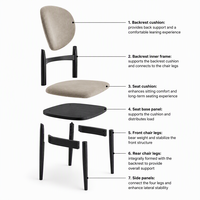 Chaise de salle à manger en bois rembourrée moderne, chaise d'appoint minimaliste pour restaurant, hôtel