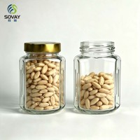 Pot alimentaire en verre carré à col fileté de 230 ml, transparent, multi-usages, pour la maison et la vente en gros commerciale