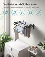 Séchoir à linge mural rétractable et pliable, design accordéon, pour salle de bain, gain de place, organisateur de vêtements