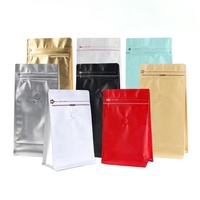 Pochette à fermeture éclair en plastique PE recyclable écologique personnalisée Sacs d'emballage à fond plat paquets de sac de café en feuille d'aluminium doré