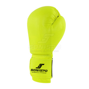SONISPO Boxing Gloves PU Leather Training Gloves <b>Velcro</b> Closure Adjustable Wrist <b>Strap</b> Adult Men's Green - Product Image 3