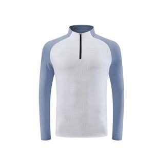 Vêtements de sport décontractés pour hommes en gros, vêtements de sport athlétiques, course à pied, couleurs contrastées, respirants, extensibles, à séchage rapide, t-shirt à manches longues - Product Image 1