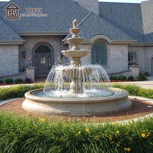 TREVI ART Villa cortile semplice in marmo a strati fontana a mano intagliato con laghetto circolare per la vendita - Product Image 6