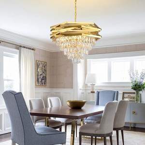 现代金色圆形水晶吊灯餐厅客厅门厅卧室厨房小嵌入式天花板吊灯 - Product Image 2