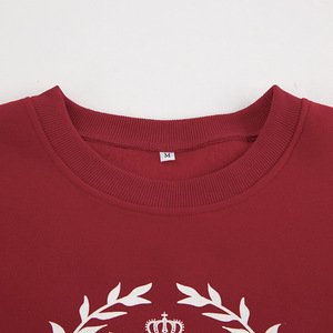 Sudadera con cuello redondo para mujer, estilo oversize, con estampado gráfico de escudo universitario, jersey de algodón grueso, color burdeos, para otoño - Product Image 6