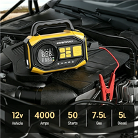 Démarreur de voiture portable 800A Peak avec compresseur d'air 150 PSI, booster de batterie d'urgence tout-en-un, batterie externe et lumière LED