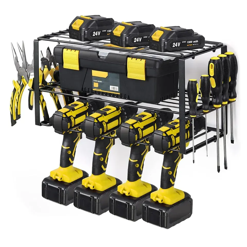 Powper Tool Organizer Wall Mount Shelf Rack Cordless Power Drill Tool Storage Holder Organizer