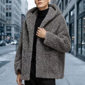 Custom Men's Reversible Faux Fur <b>Waterproof</b> Eco-Friendly Jacket Full Zipper Regular Fit Comfortable Warm Casual Winter Coat - Product Image 3