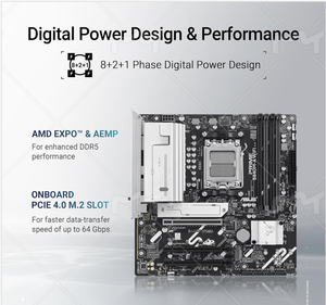 ASU PRIME B840M-A WIFIマザーボード用<span class=keywords><strong>AMD</strong></span> B840 AM5 <span class=keywords><strong>DDR5</strong></span> 7600 2xDP用3x M2 USB3.2 WiFi 6E AURA RGB 2.5Gbit LAN MATX 5X - Product Image 3