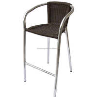 Tabouret de jardin en rotin plat pour café en plein air Bistro Restaurant Tabouret de bar en aluminium pour la salle à manger et le patio