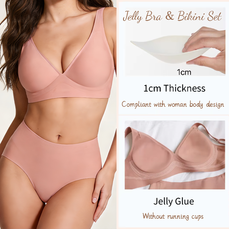 OEM Wholesale Pants Push up Wire Free Ice Silk Sleep Jelly Bra and Brief Sets Seamless Bras Bikini Suit Seamless BH Bra Panties