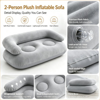 Canapé gonflable double floqué pliable sur mesure en gros, chaise longue d'extérieur portable avec accoudoirs pour camping et patio