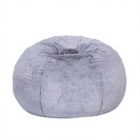 Fauteuil pouf moderne en velours côtelé gris pour adulte, chaise de loisirs portable pour chambre, salon, bureau à domicile