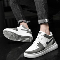 Chaussures montantes en cuir pour hommes - Baskets décontractées à talon compensé invisible