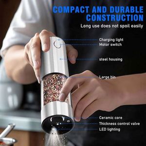 Rechargeable Eco-Friendly Electric Stainless Steel Adjustable Coarseness <b>Pepper</b> Mill Automatic Electronic Salt <b>Pepper</b> Mill Set - Product Image 2