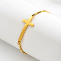 Bracelet chaîne minimaliste tendance en acier inoxydable plaqué or, à maillons plats et croisés, pour le quotidien ou comme cadeau
