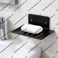 Porte-savon mural en acier inoxydable gris anthracite avec drainage pour salle de bain