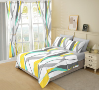 Ensemble de literie 8 pièces prêt à être expédié avec rideaux assortis et drap-housse taille King