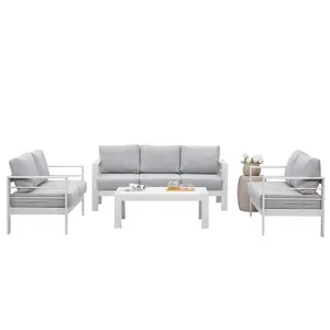 Aluminum White 7 Seater Lounge Sofa Double Triple Furniture Couches And Sofas For Patio Garden Outdoor