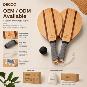 Ensemble de 2 raquettes de pickleball en bois avec logo personnalisé, poignée antidérapante, sangle de poignet, pour débutants, vente en gros OEM - Product Image 6