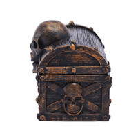 Coffre au trésor en résine gaufré personnalisé OEM Mini coffre au trésor crâne de pirate viking Boîte de rangement pour bijoux de décoration intérieure