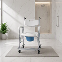 Chaise de bain mobile réglable en hauteur, dossier antidérapant, revêtement poudré, capacité de 200 lb, équipement de sécurité pour personnes âgées et femmes enceintes