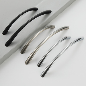 Modern Minimalist Aluminum Alloy Curved Handles For Wardrobe Cabinet <b>Drawer</b> Black <b>Silver</b> 211 Die Casting Durable - Product Image 2