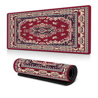 Tapis de jeu en caoutchouc naturel à motif de tapis persan bordeaux - Imperméable, antidérapant, écologique, résistant à l'usure, design rétro de luxe, en stock
